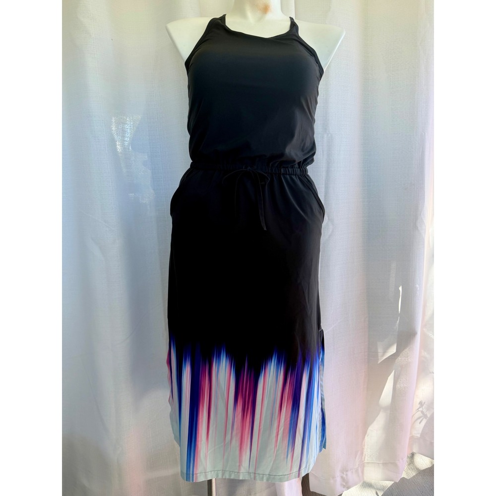 Title Nine Maxi Dress Size‎ M Black Tie Dye Racerback Athletic Sporty Travel